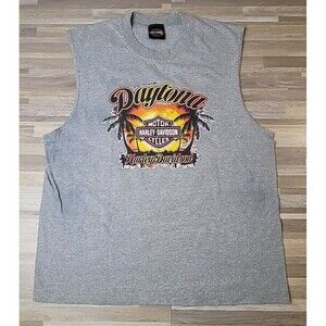 Harley Davidson Shirt Large Gray‎ Sleeveless Daytona Beach Florida Shirt
